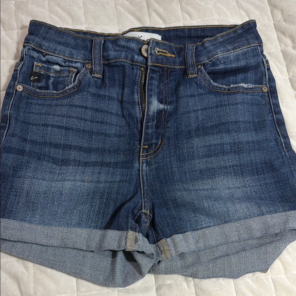 Denim Roll-Cuff Shorts in Deep Indigo